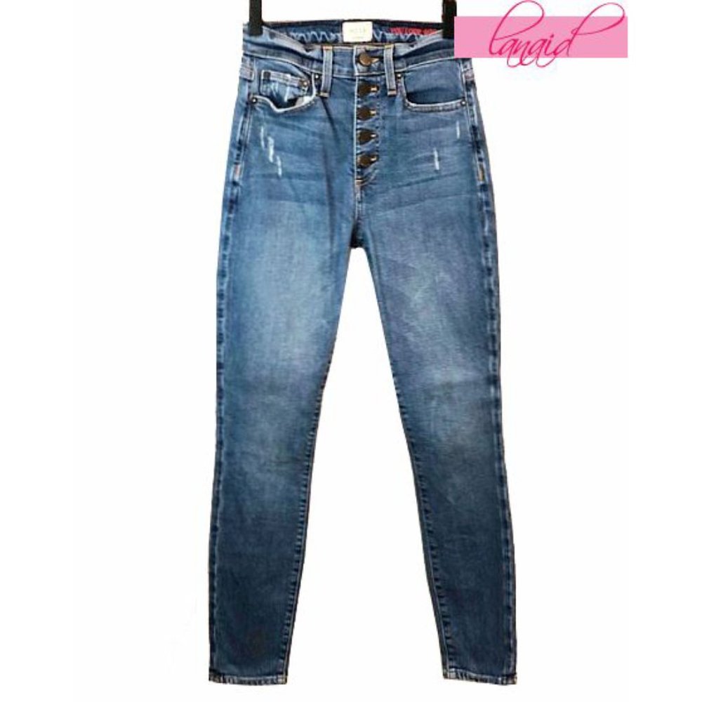 Alice + Olivia Good High Rise Exposed Button Fly Long Shot Hi-Waist Skinny Jeans - Picture 5 of 9